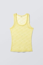 Hellgelb - Transparentes Spitzen-Tanktop - 0