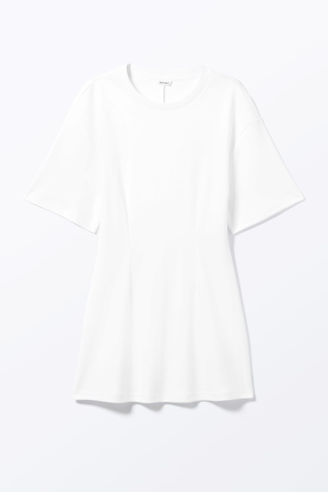 Mini vestido estructurado tipo camiseta - Blanco/Negro - 1