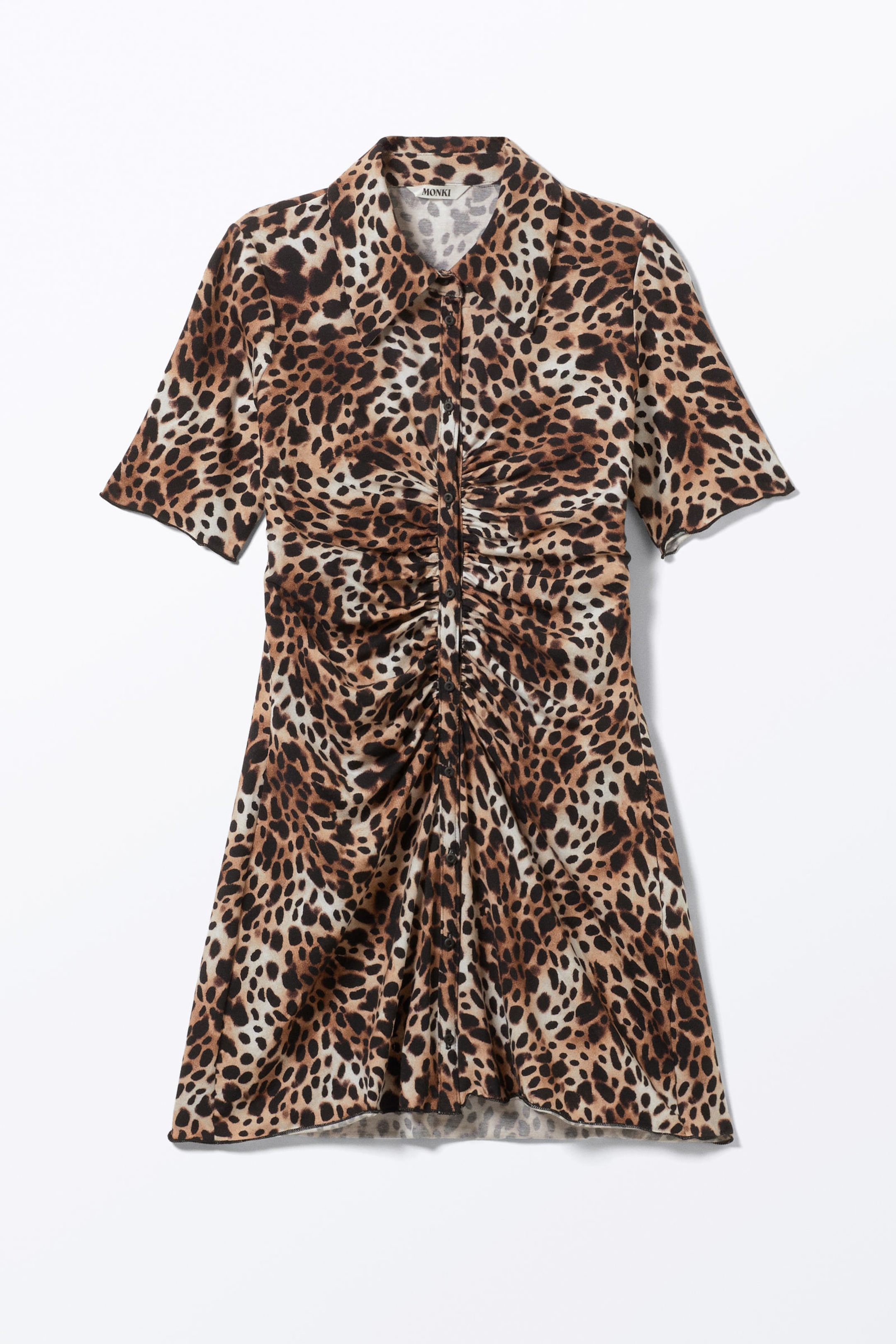 Leopard-print - Short-Sleeved Mini Shirt Dress - 3