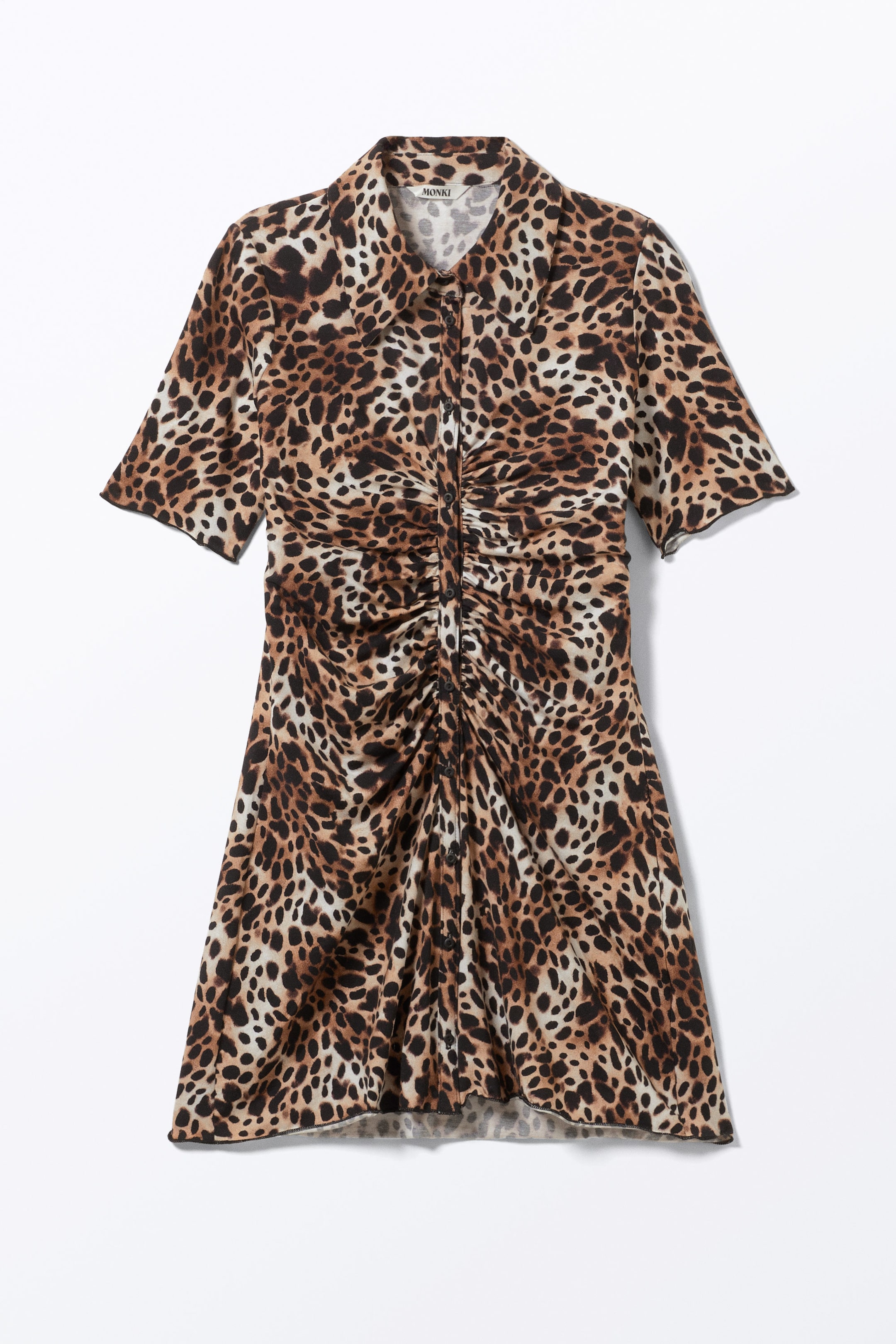 Leopard-print - Short-Sleeved Mini Shirt Dress - 4