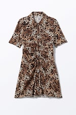 Leopard-print - Short-Sleeved Mini Shirt Dress - 4