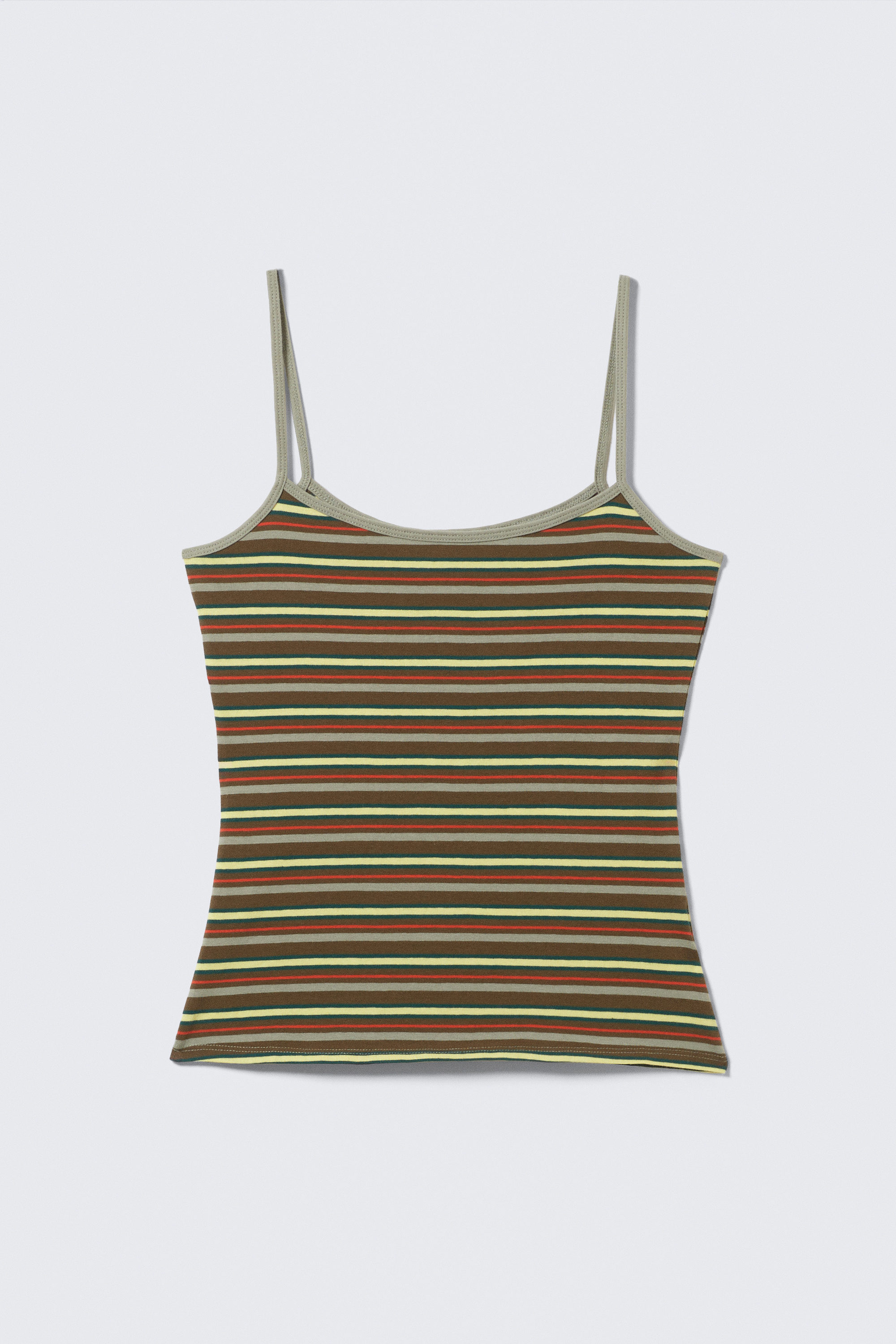 Braun & mehrfarbige Streifen - Schmales Träger-Tanktop - 3