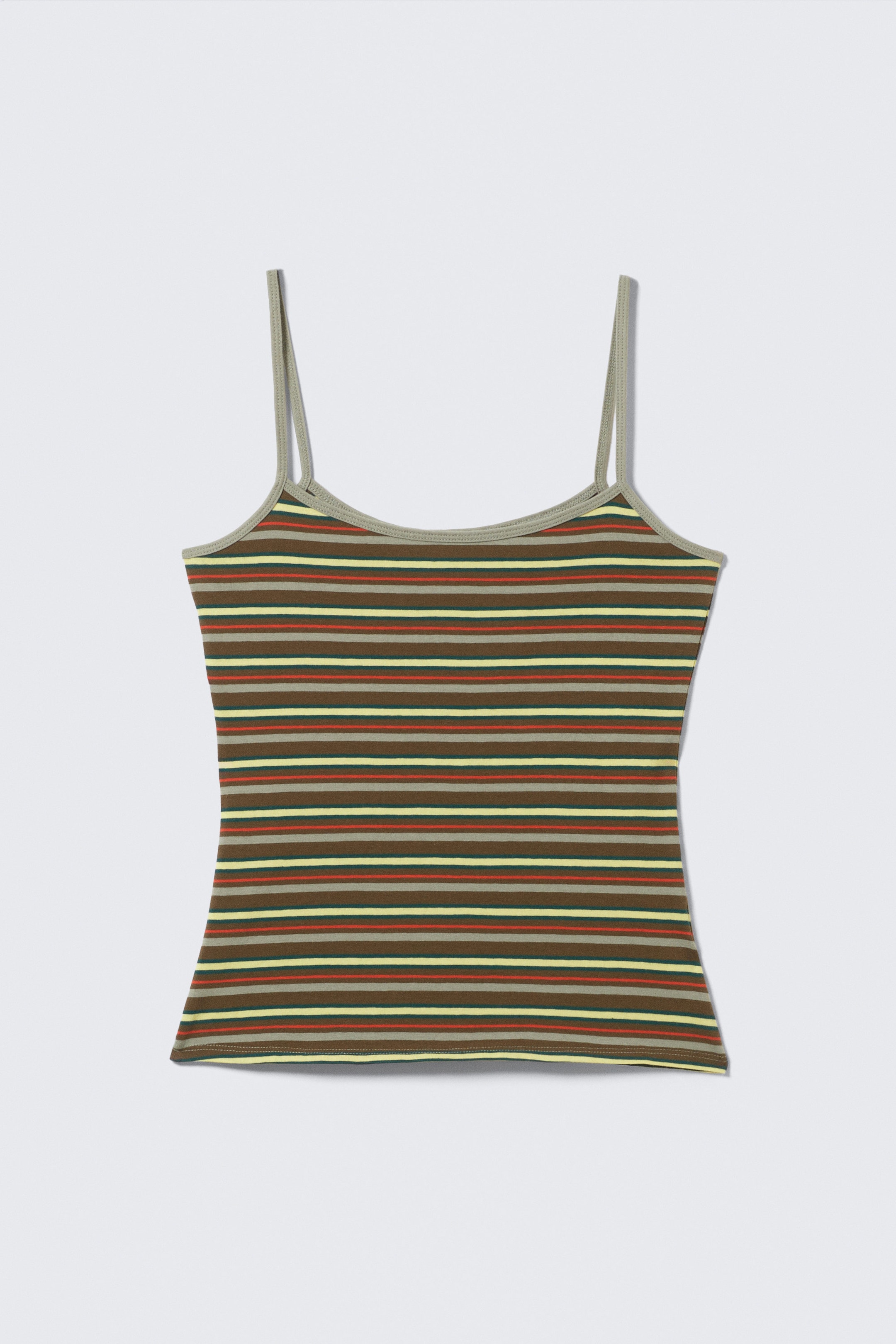 Brown Multi Striped - Slim-fit tanktop met smalle bandjes - 3