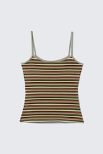 Brown Multi Striped - Slim-fit tanktop met smalle bandjes - 3