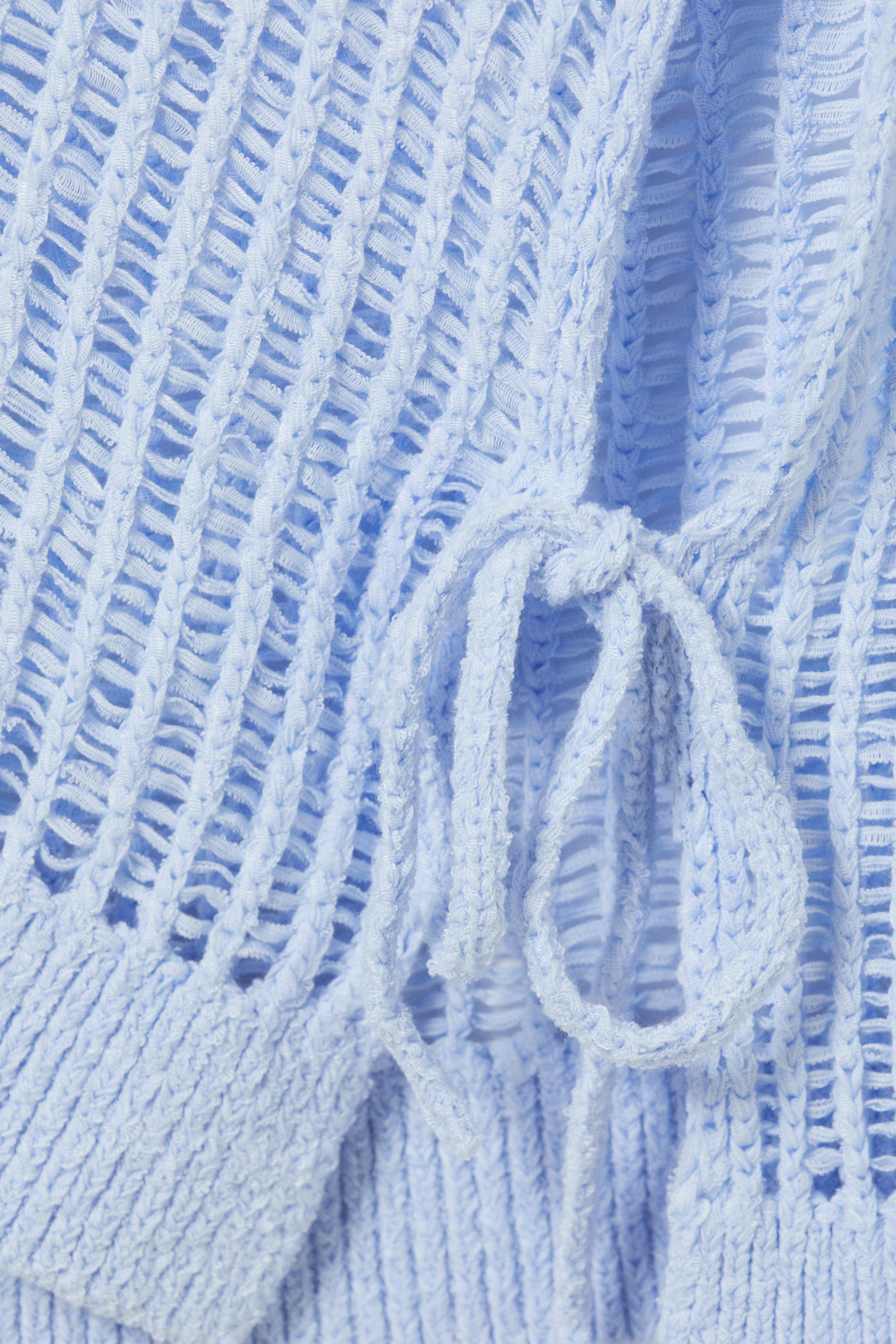 Light Blue - Loose Open-Knit Side Slit Sweater - 5