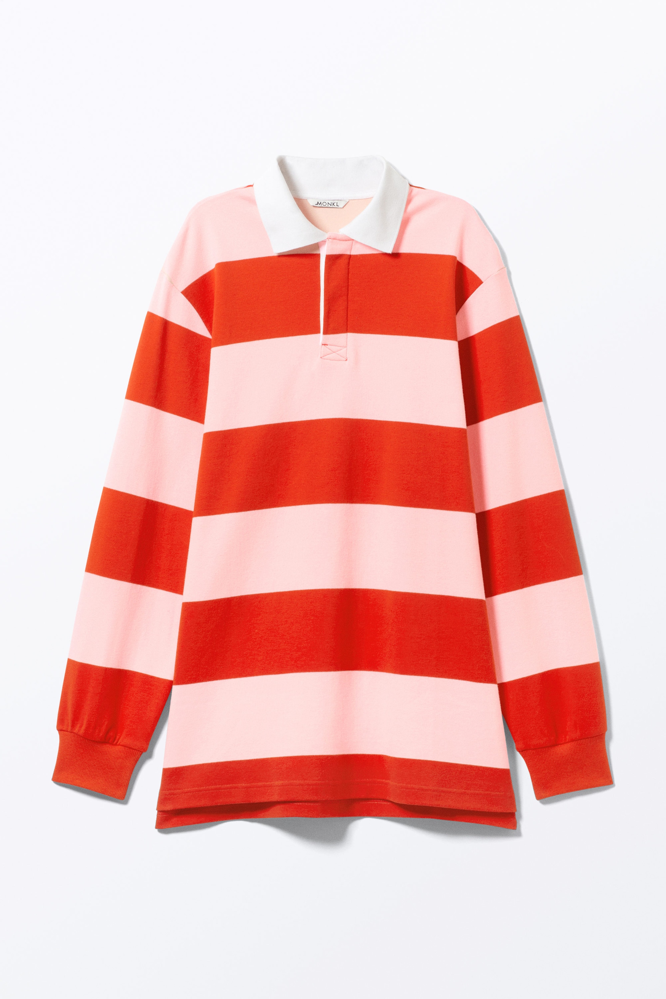 Red & Pink Stripes - Long-Sleeved Rugby Mini Dress - 1
