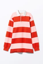 Red & Pink Stripes - Long-Sleeved Rugby Mini Dress - 0