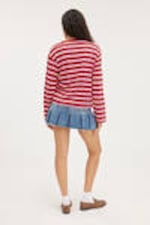 Red & Light Pink Stripe - Boxy Sleeve T-Shirt - 2