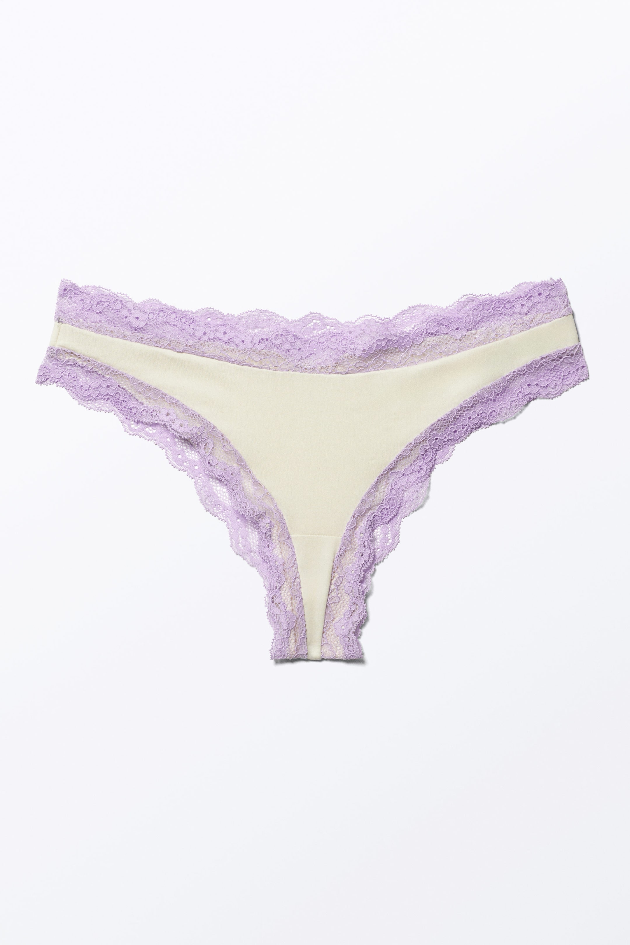 Off-white & Lila - Hüftslip aus Spitze mit niedriger Taille