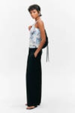 Black - Low waist wide leg tailored trousers - 2