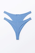 Dusty Blue - 2-pack Pearl Low Rise Thongs - 1