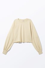 Light Beige - Cropped Long-Sleeved T-shirt - 0