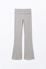 Grey Melange - Low Waist Flared Pyjama Trousers - 0