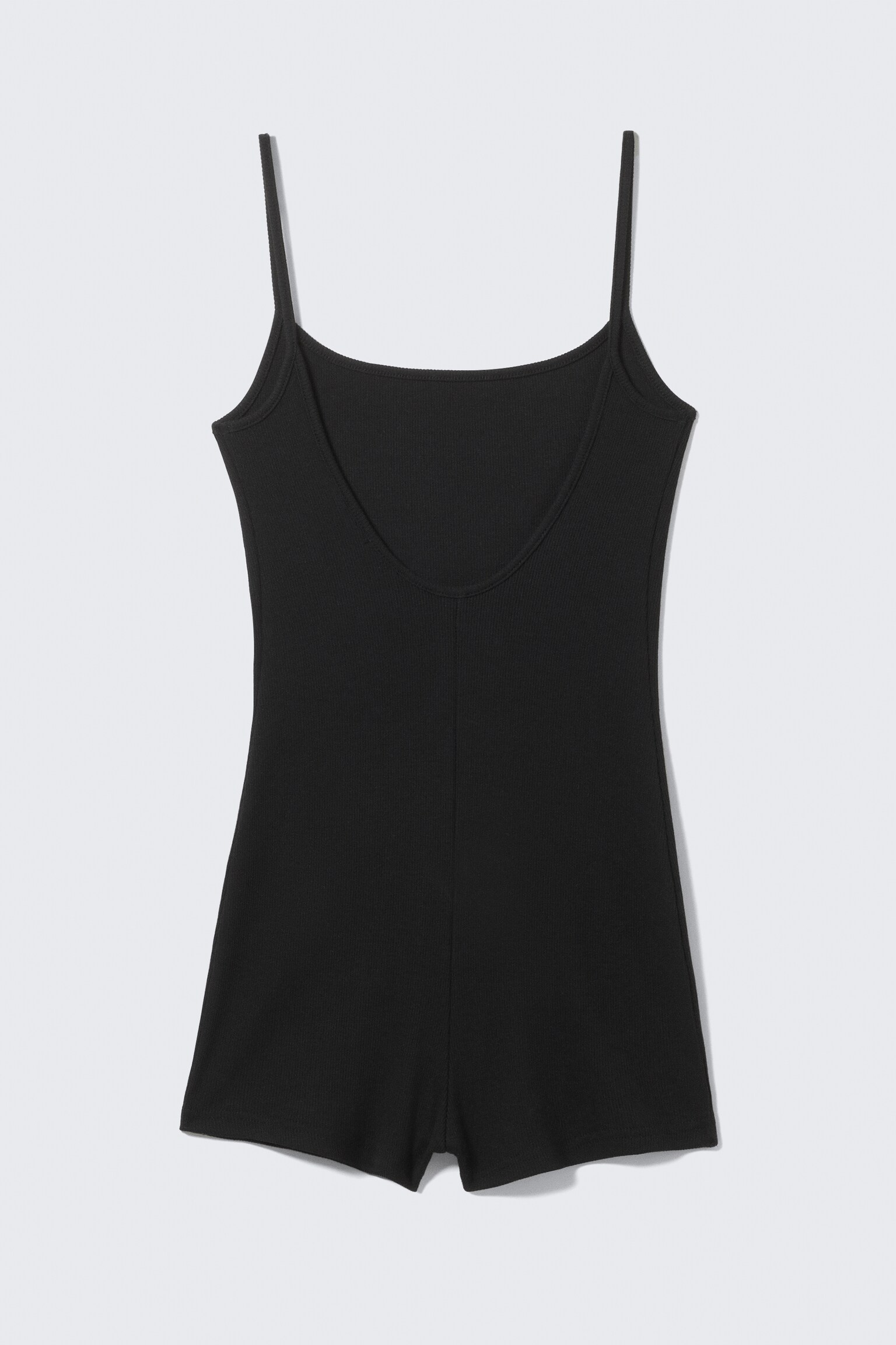 Ribbed Fitted Jumpsuit - Black/Off-white - 4