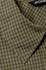 Checked Dark Khaki Green - Long-Sleeved Oversized Poplin Shirt - 5