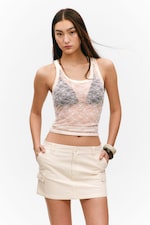 Cremeweiß - Mini-Cargorock aus Baumwolle - 2