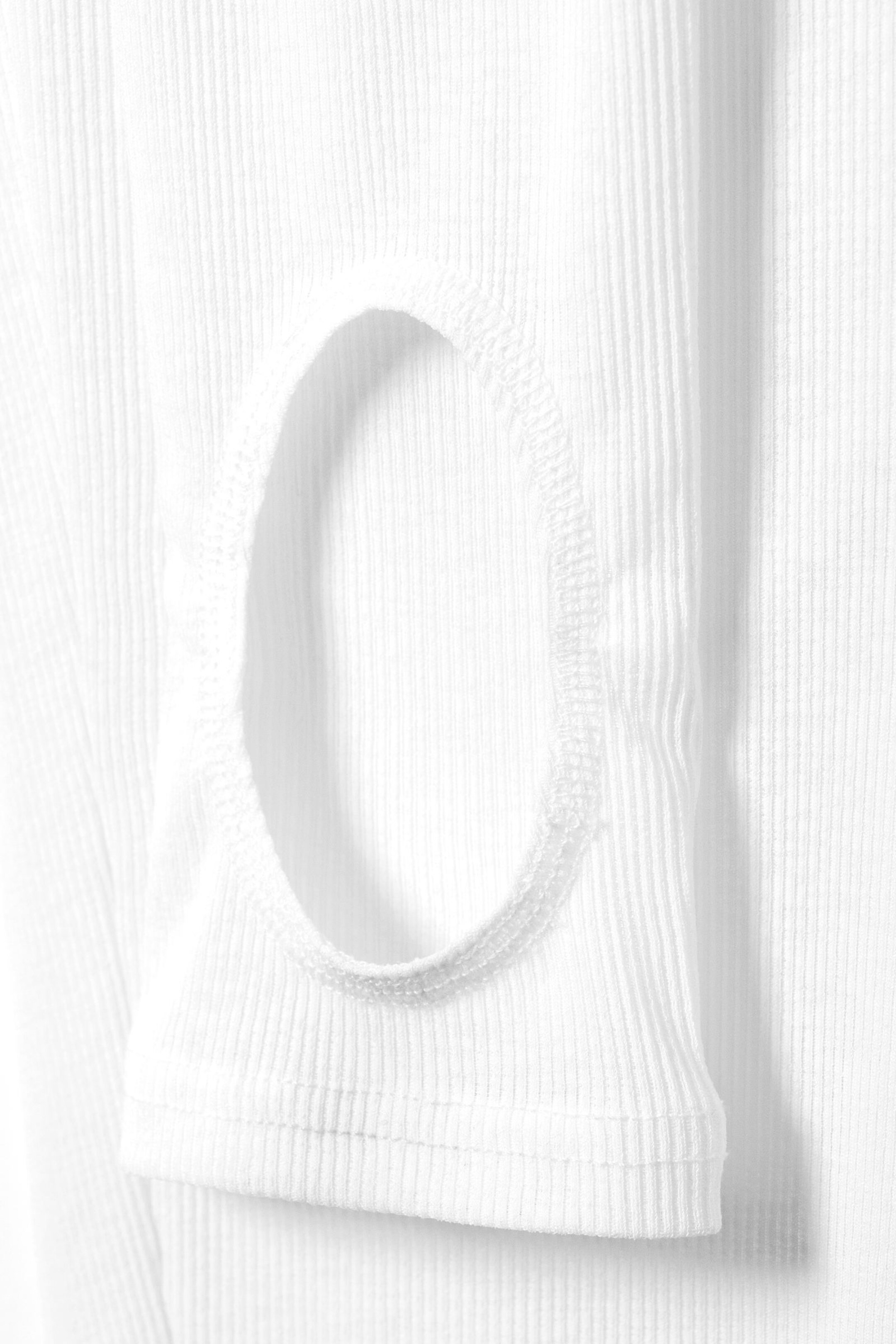 White - Sheer Ribbed Tights - 4