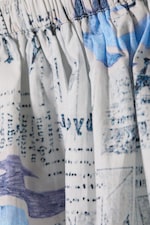 White Newspaper/Blue Flame - Balloon Mini Cotton Skirt - 5