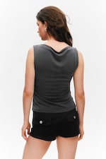 Charcoal - Super soft sleeveless boatneck top - 2