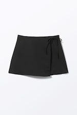 Black - Mini Wrap Skirt - 0