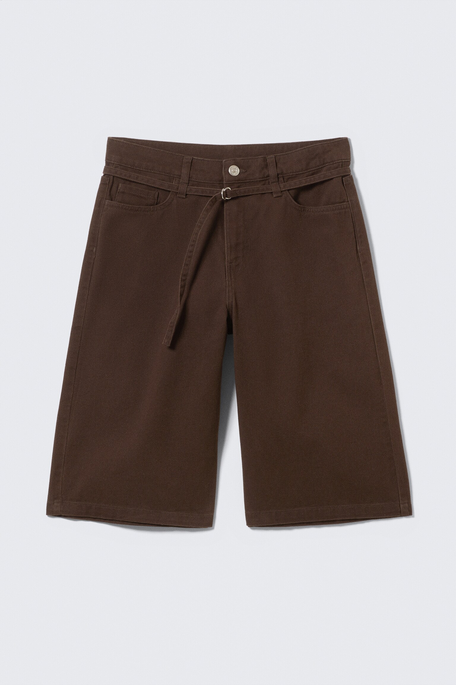 Low Rise Cargo Cotton Twill Jorts - Dark Brown/Black/Off-white - 2