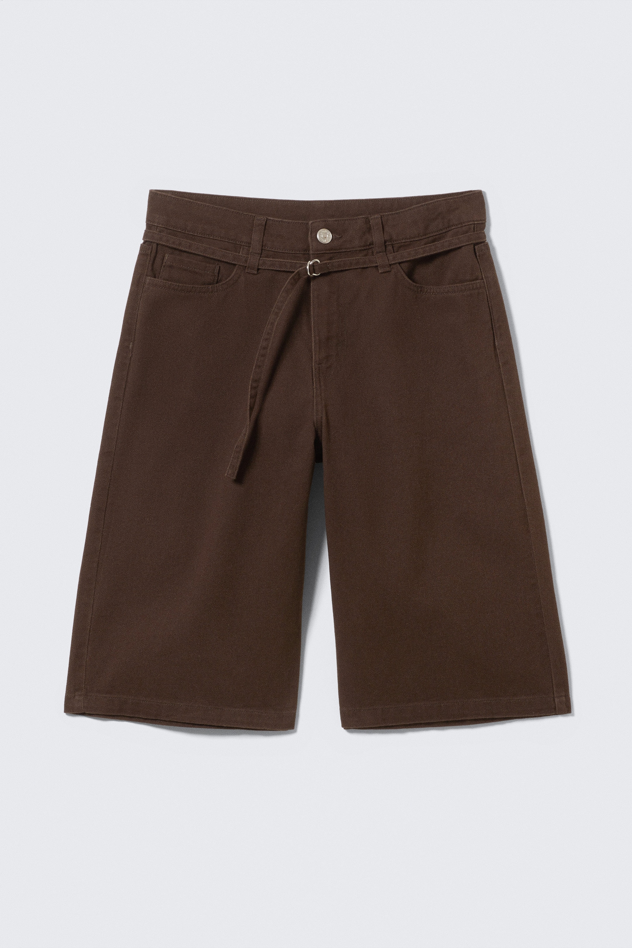 Dark Brown - Low Rise Cargo Cotton Twill Jorts - 4