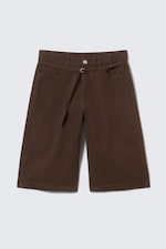Dark Brown - Low Rise Cargo Cotton Twill Jorts - 4