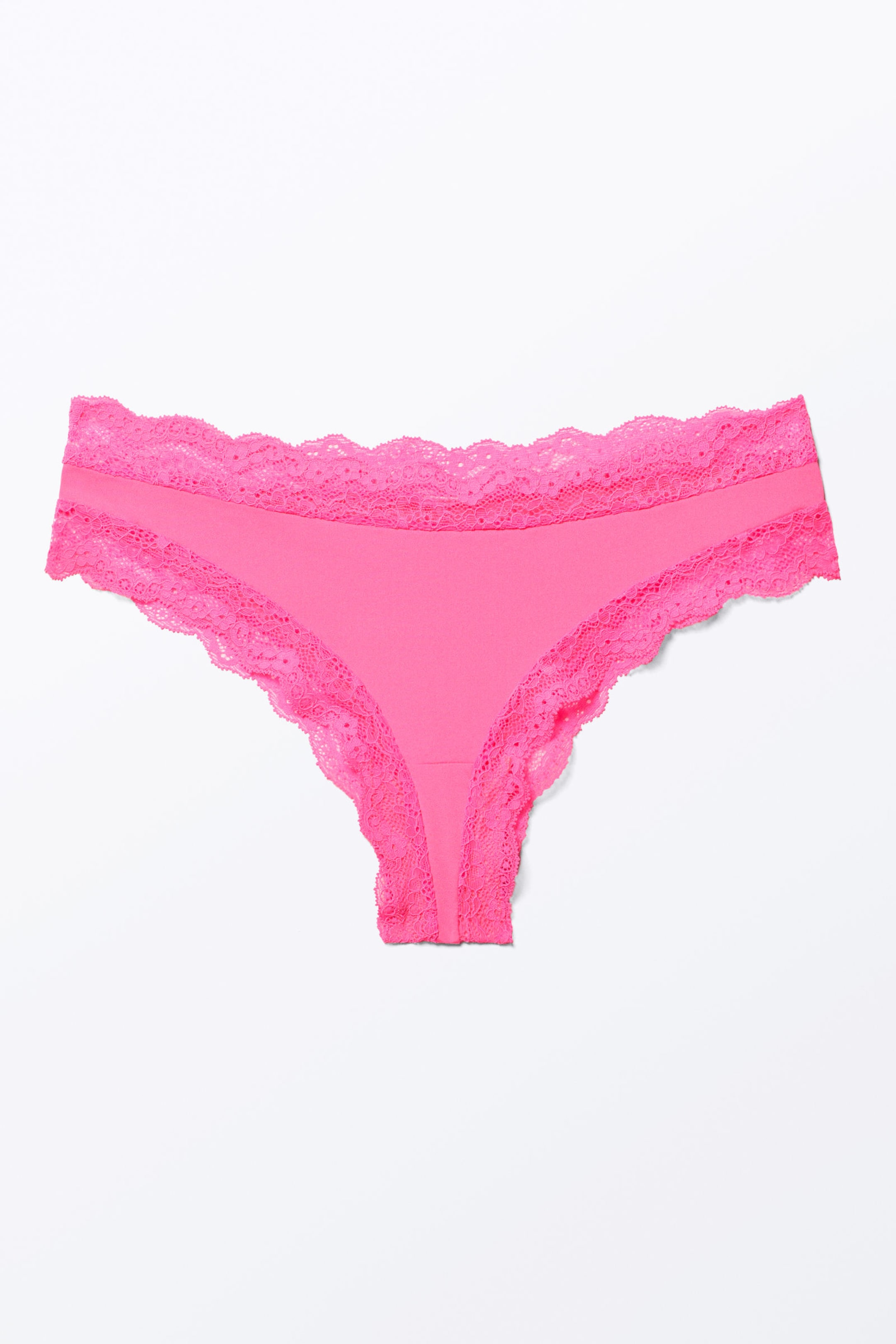Bright Pink - Low-waist Lace Hipster Briefs - 0