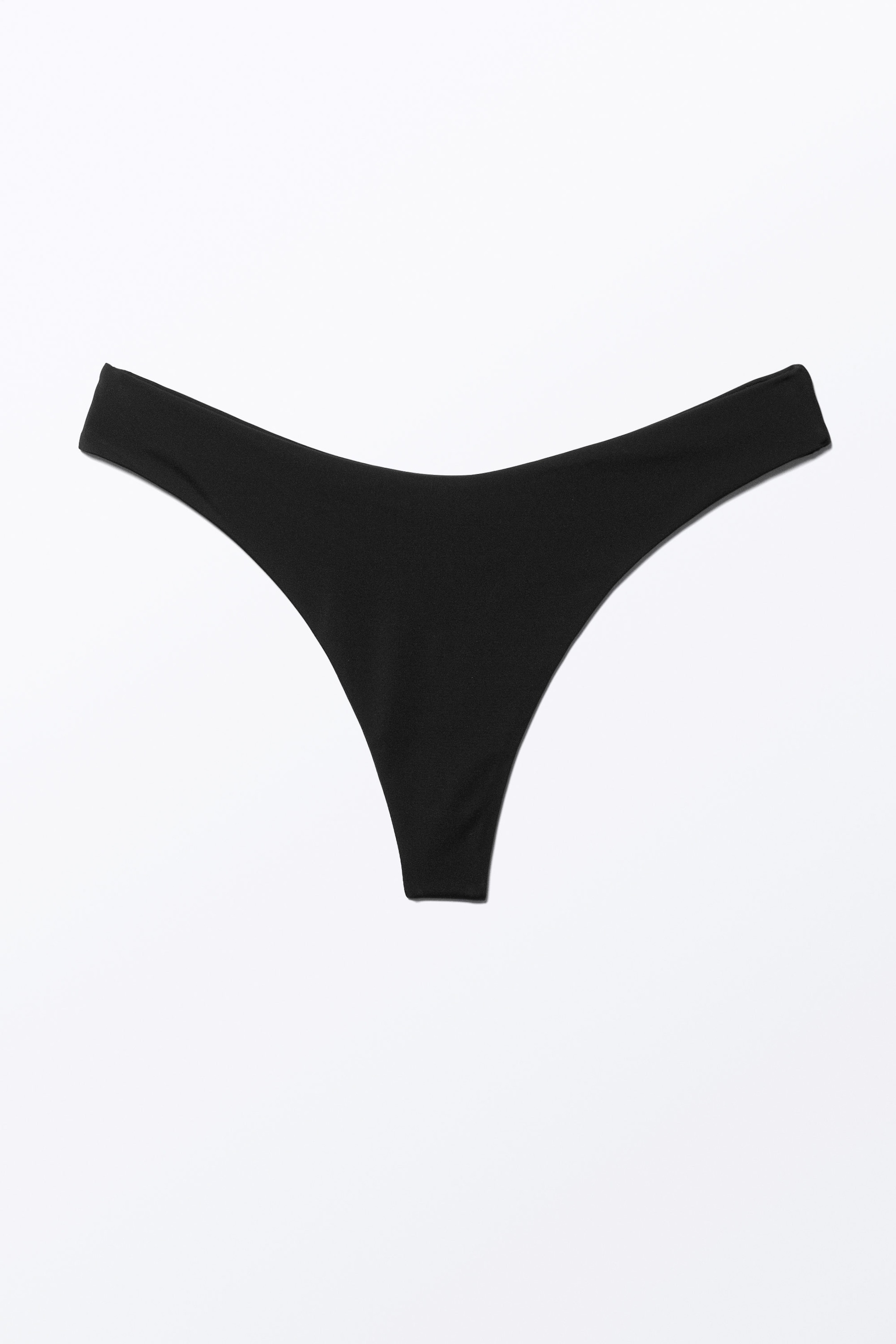 Black - V-Shaped Thong Bikini Bottoms - 0