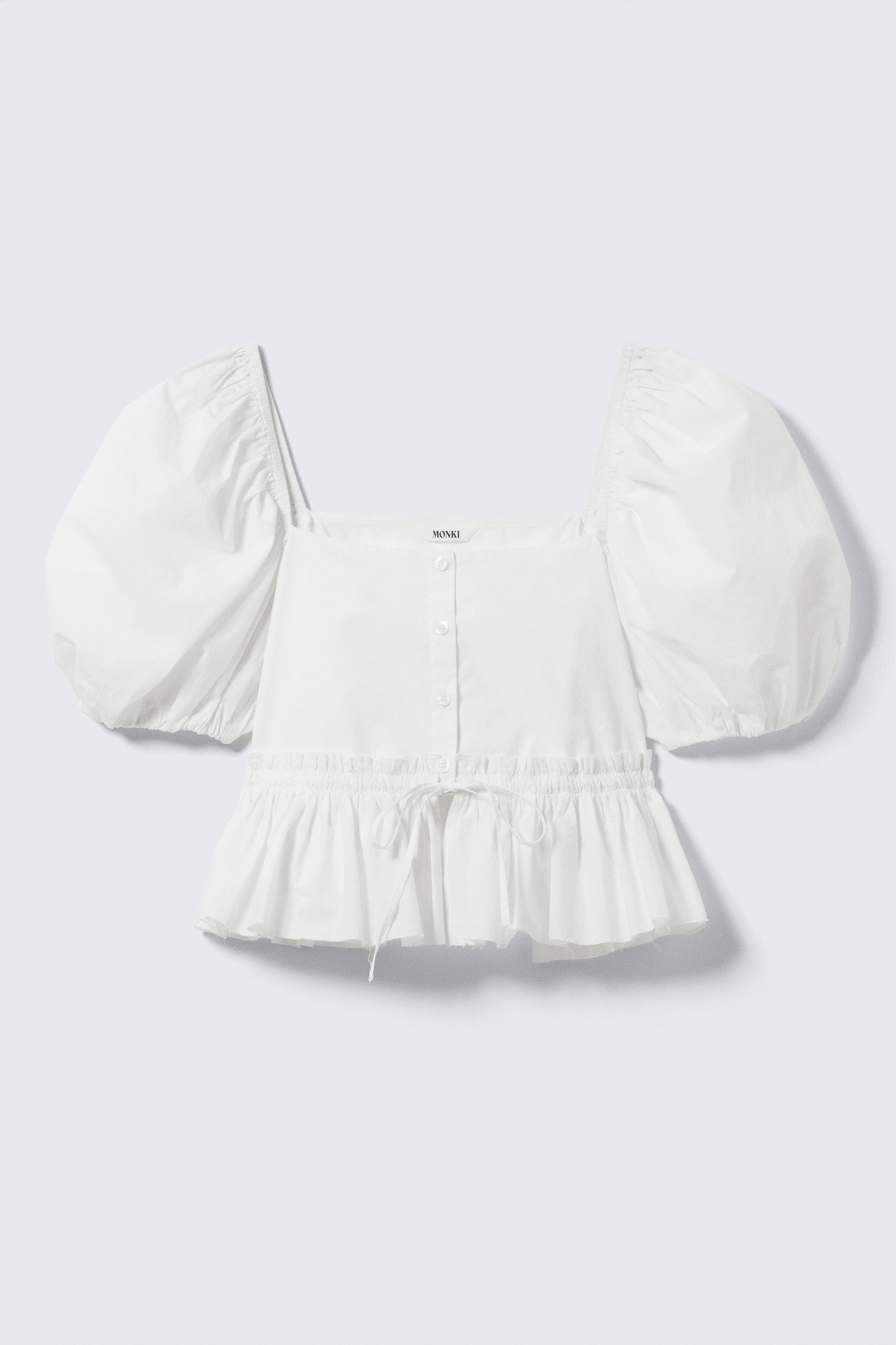 peplum cotton poplin blouse - White | Monki WW