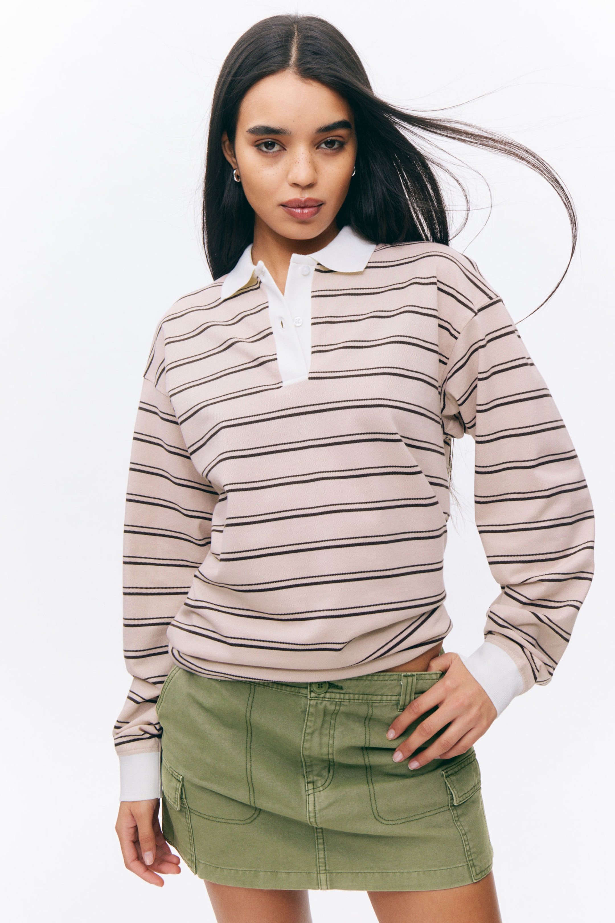 #CCC2C2 - Long Sleeve Rugby Polo Top - 1