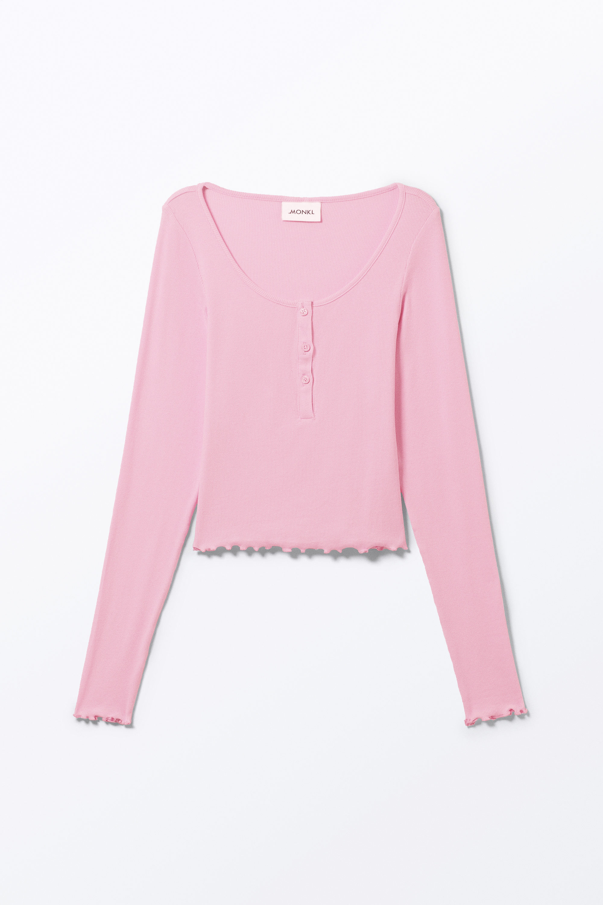Pink - RibbedMiniHenleyTop - 3