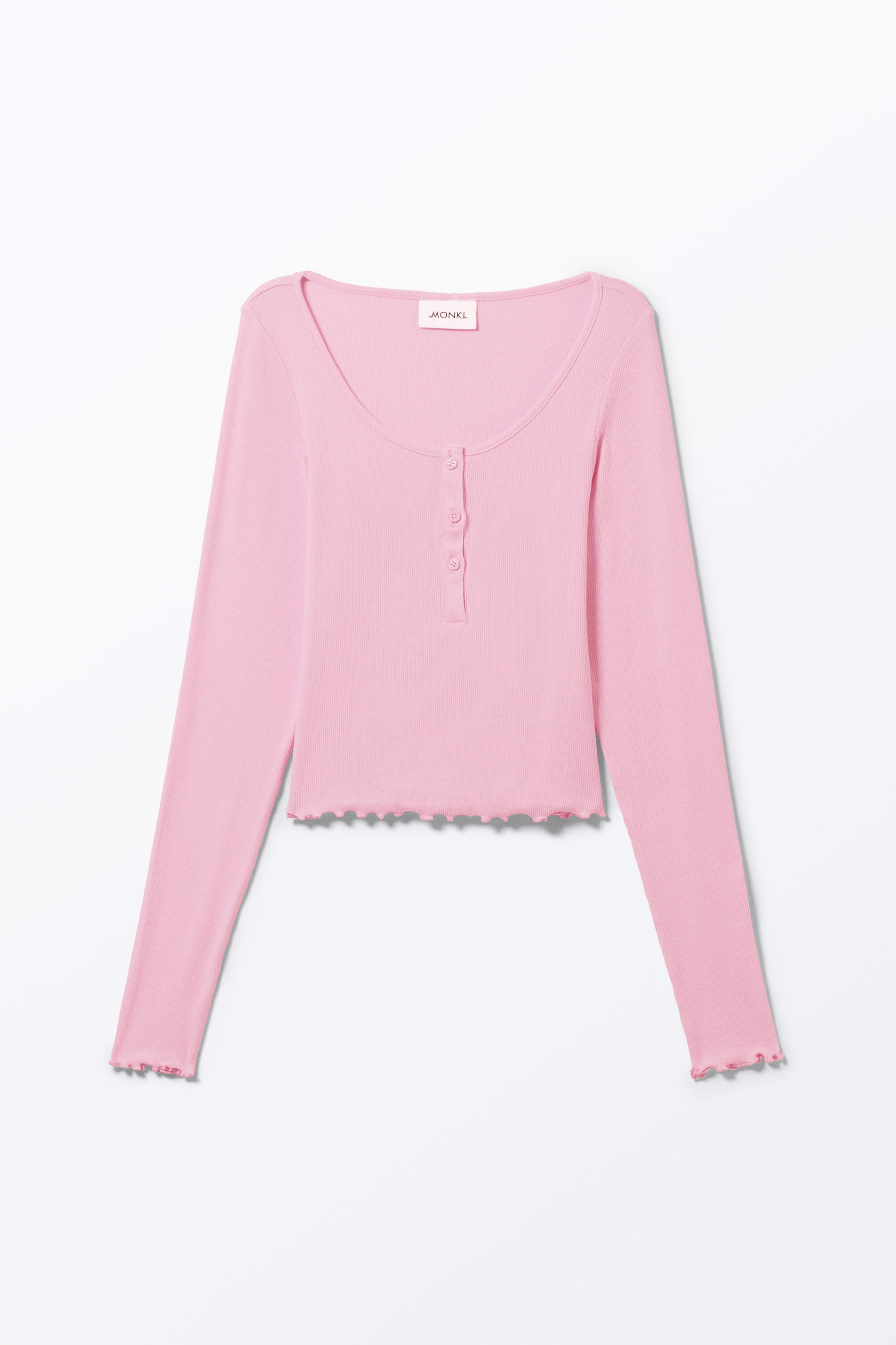 Pink - Ribbed Mini Henley Top - 0