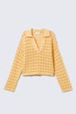 Yellow - Loose Open-Knit Sweater - 3