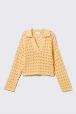 Gelb - Lockerer Grobstrick-Pullover - 0