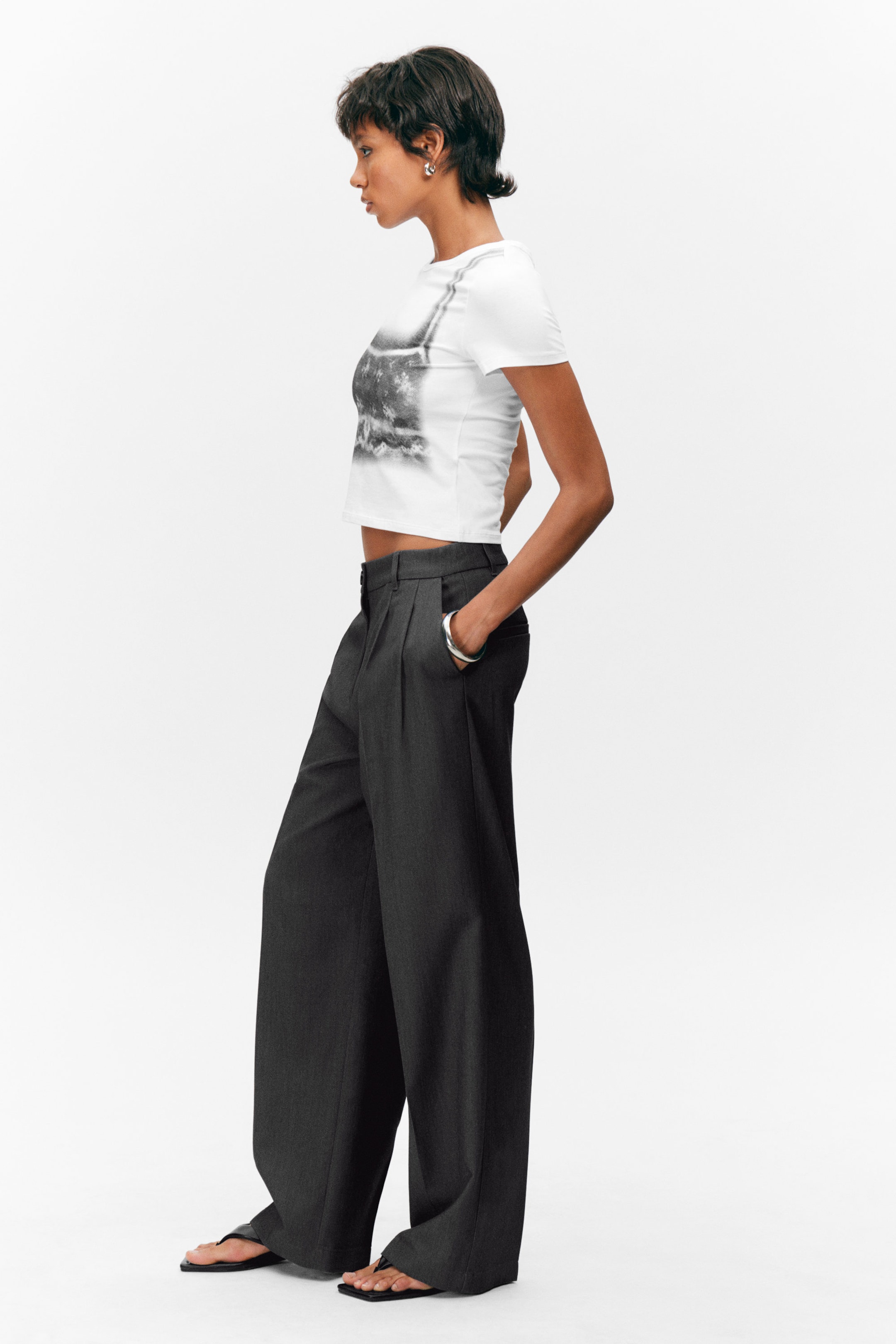 Dark grey - Wide Leg Trousers - 2