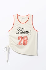White/Orange - Miami - Mesh Drawstring Tank Top - 4