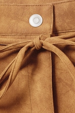 Brown - Low Waisted Faux Suede Mini Skirt - 1