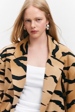 Tiger-striped - Single-Breasted Oversized Tiger Printed Blazer - 2