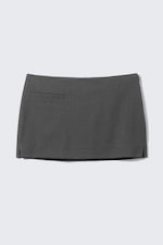 Dark Grey Melange - Low Waisted Mini Suiting Skirt - 4