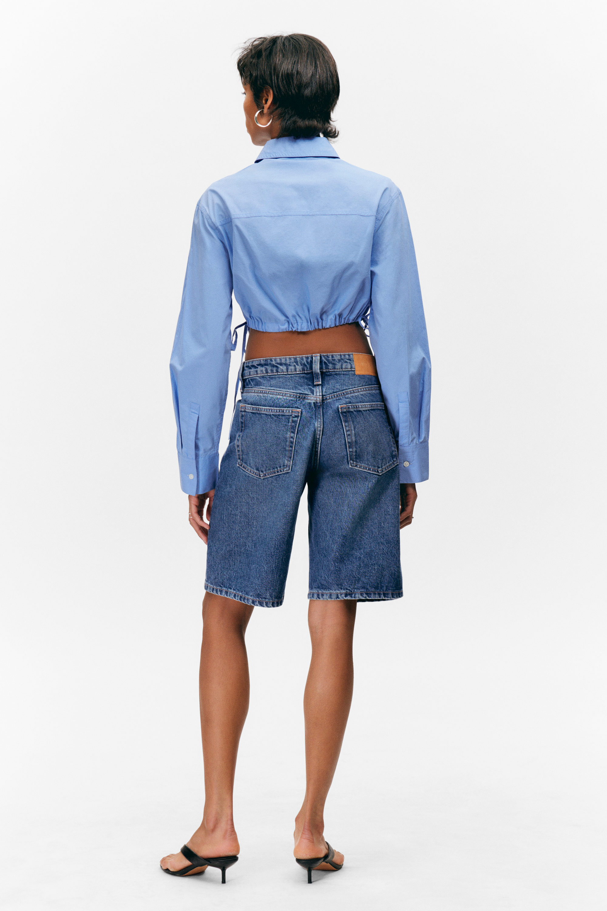 Light Blue - Cropped Loose Cargo Shirt - 3
