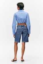 Light Blue - Cropped Loose Cargo Shirt - 3