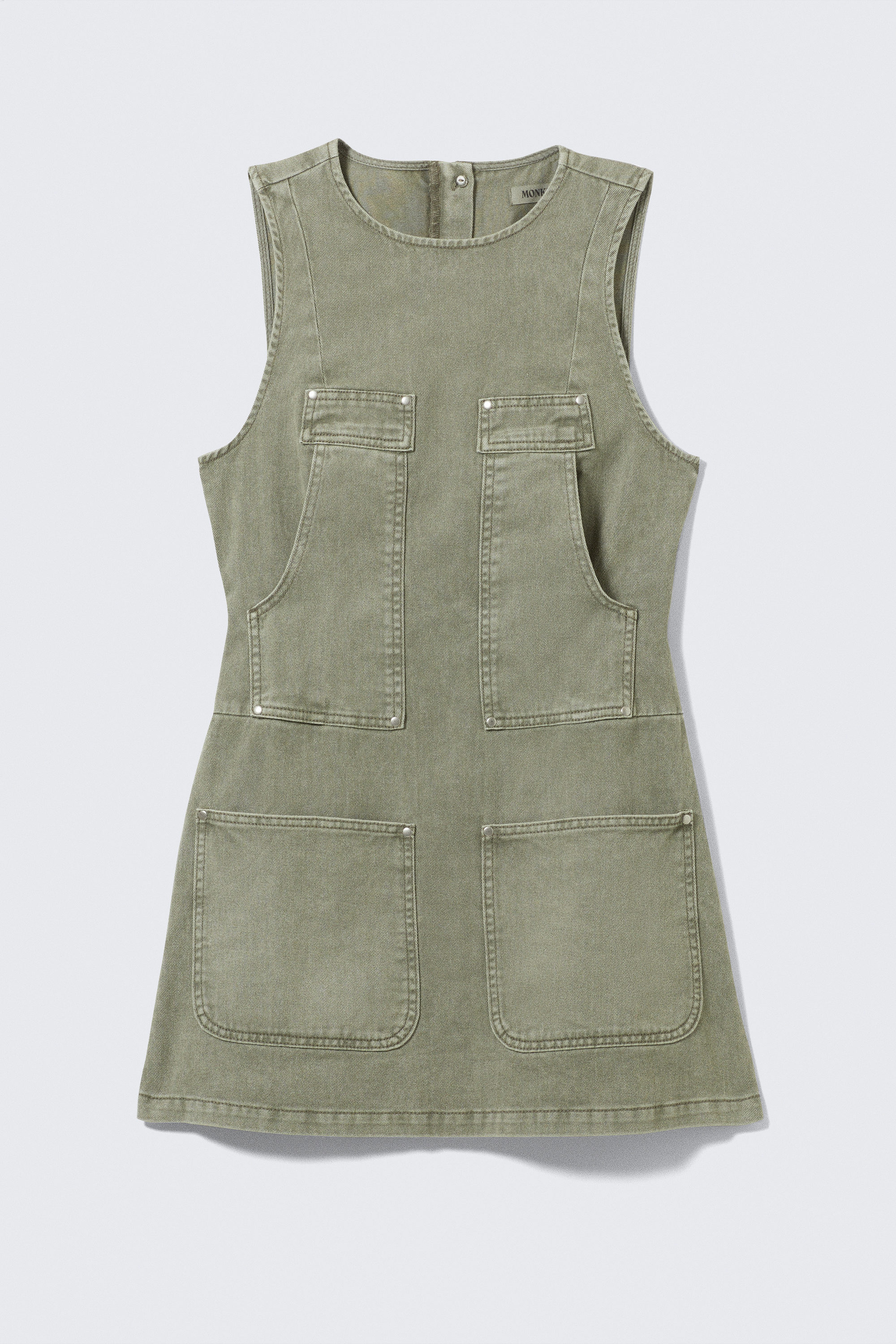 Khakigrün - Ärmelloses Utility-Kleid aus Baumwoll-Twill - 4