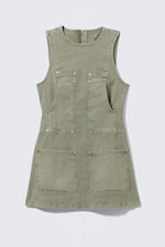 Khaki Green - Sleeveless Utility Cotton Twill Dress - 4