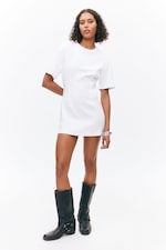 White - Structured Mini T-shirt Dress - 0