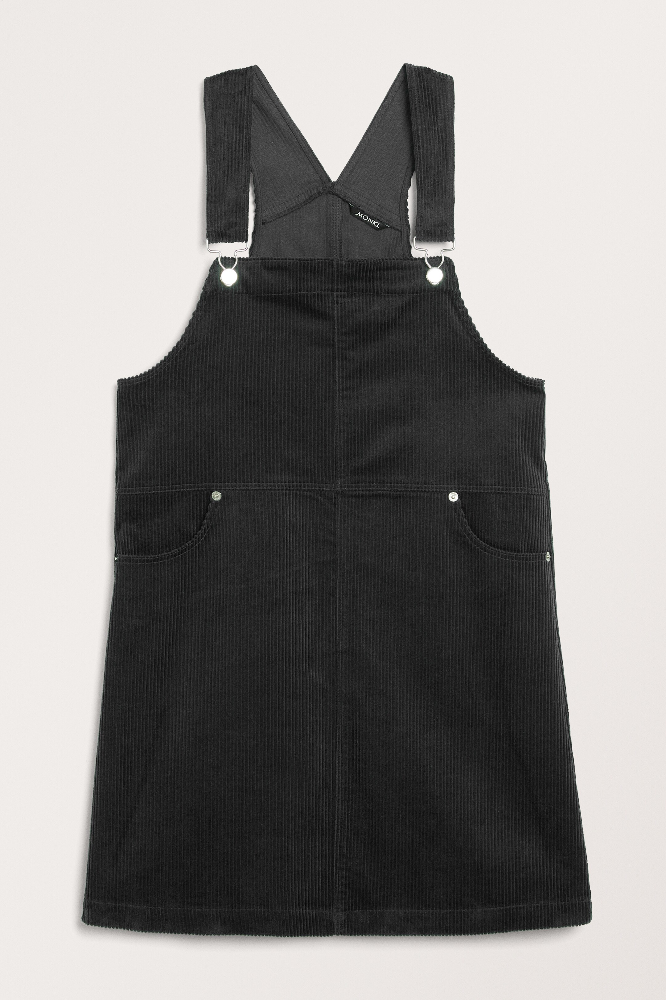 Grösseres Bild ansehen: Knielanges Latzkleid aus Cord - Schwarz - DAMEN | H&M CH 1