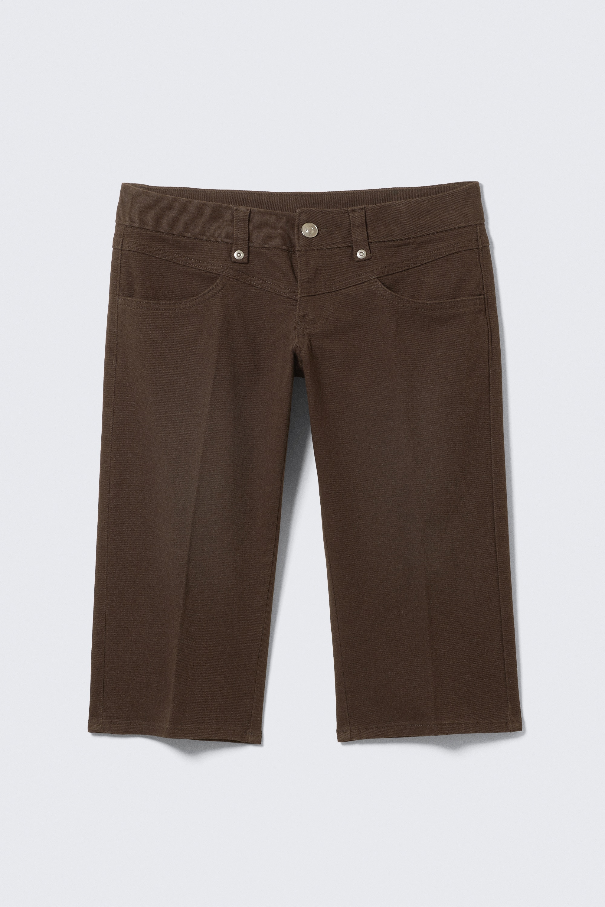 Ultra Low Rise Capri Trousers - Dark Brown/Dusty White