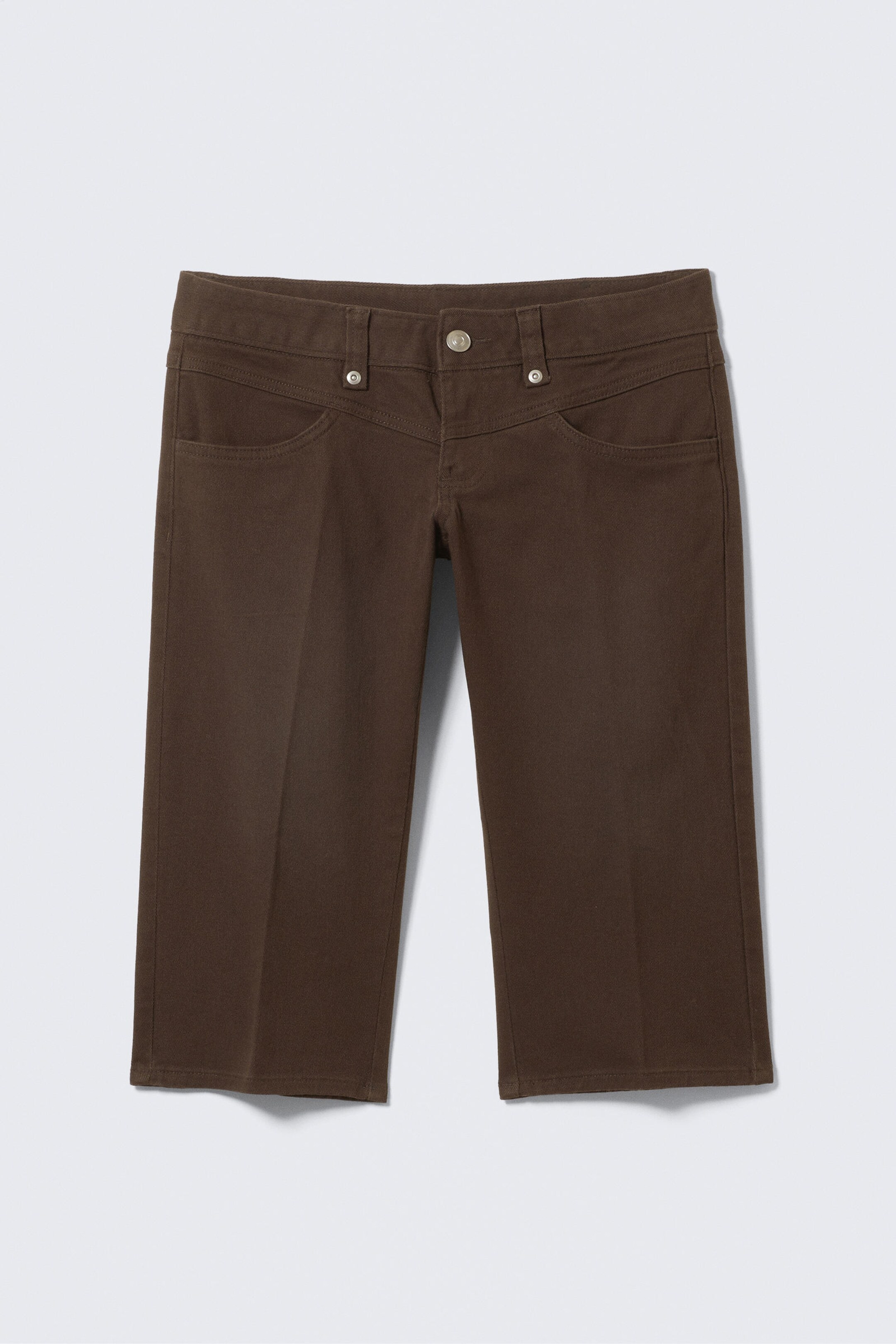 Dark Brown - Ultra Low Rise Capri Trousers - 4