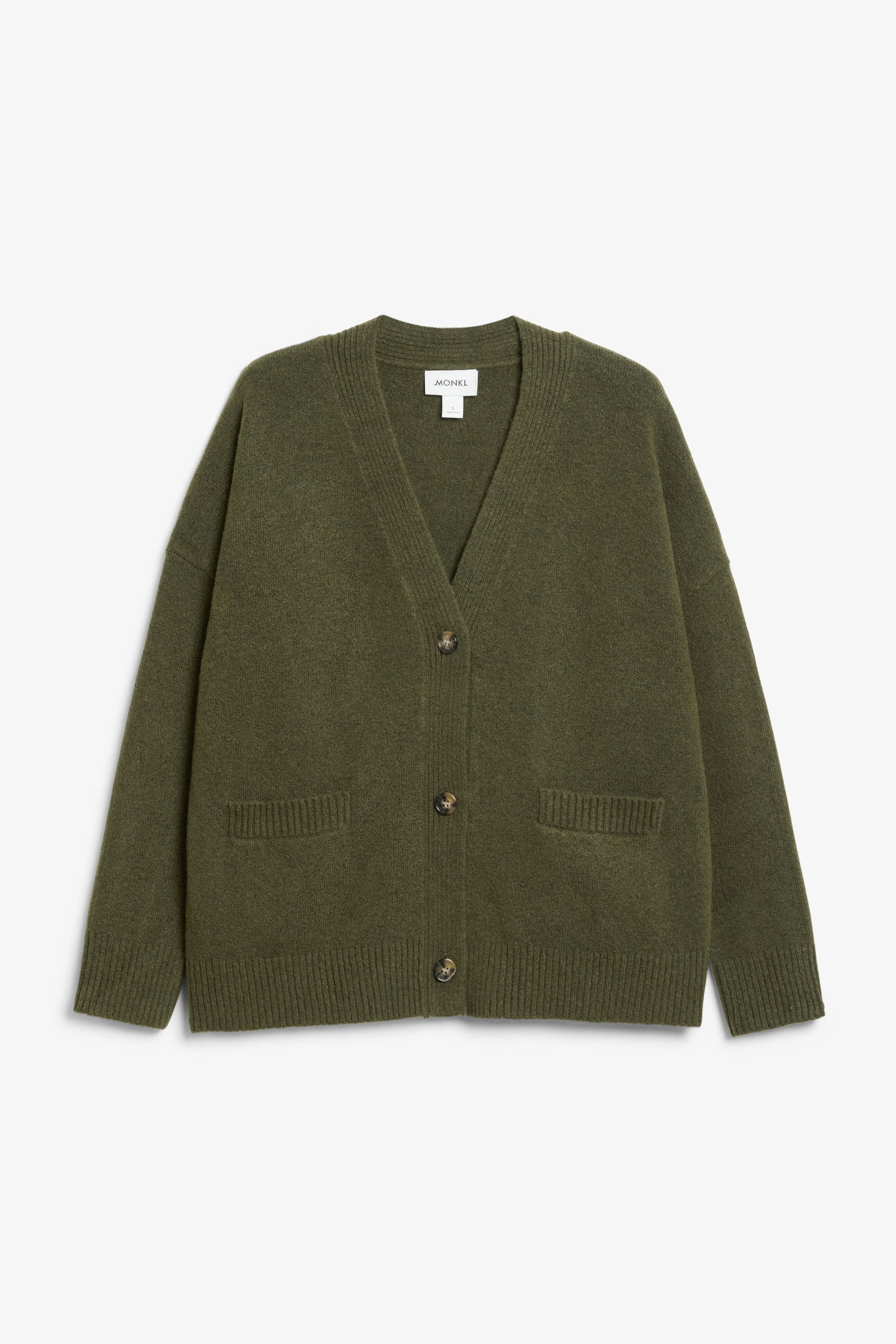 Khaki green - Relaxed knitted cardigan - 0