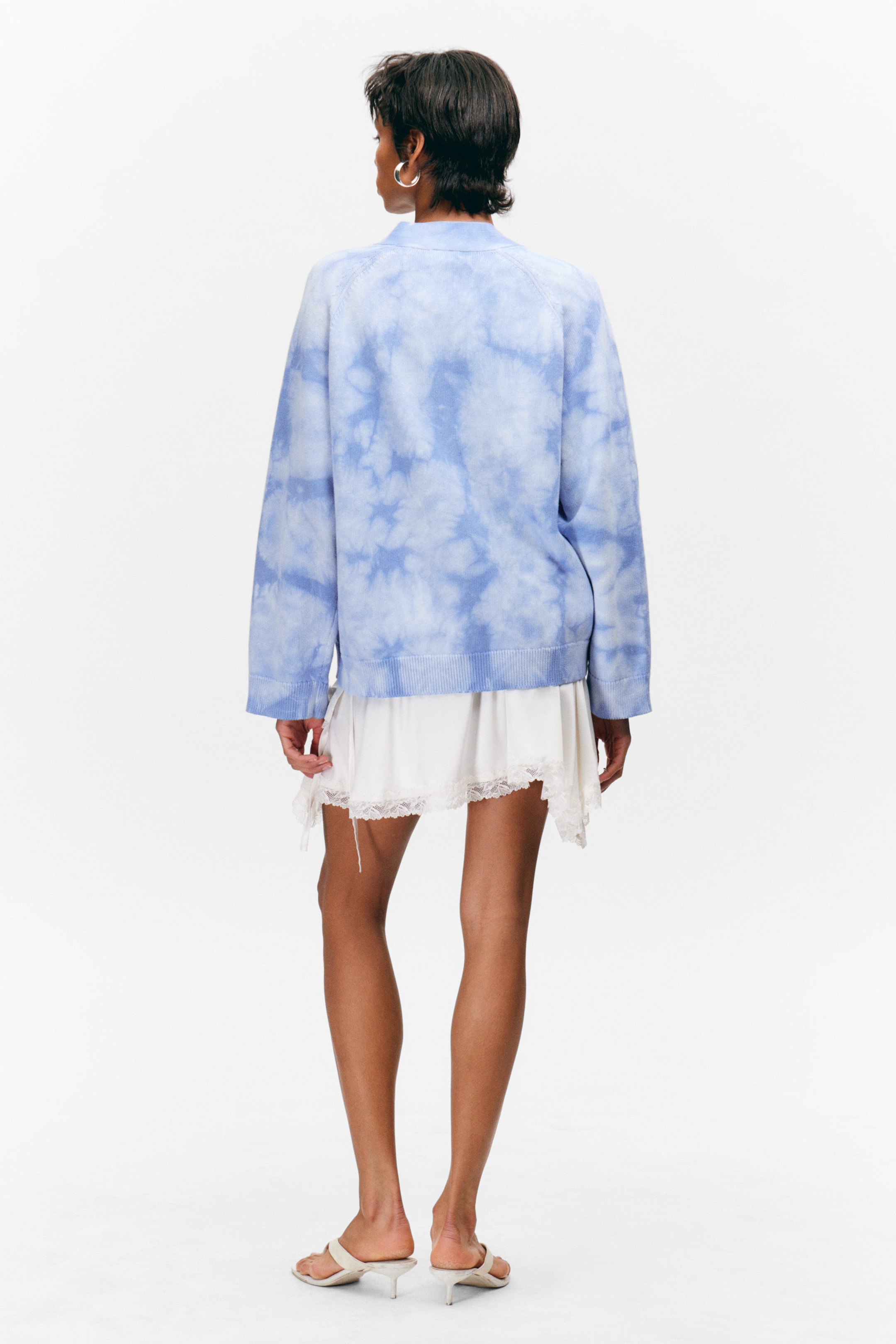 Verwaschenes Blau - Batik - Baumwoll-Cardigan aus Jacquard-Strick - 2